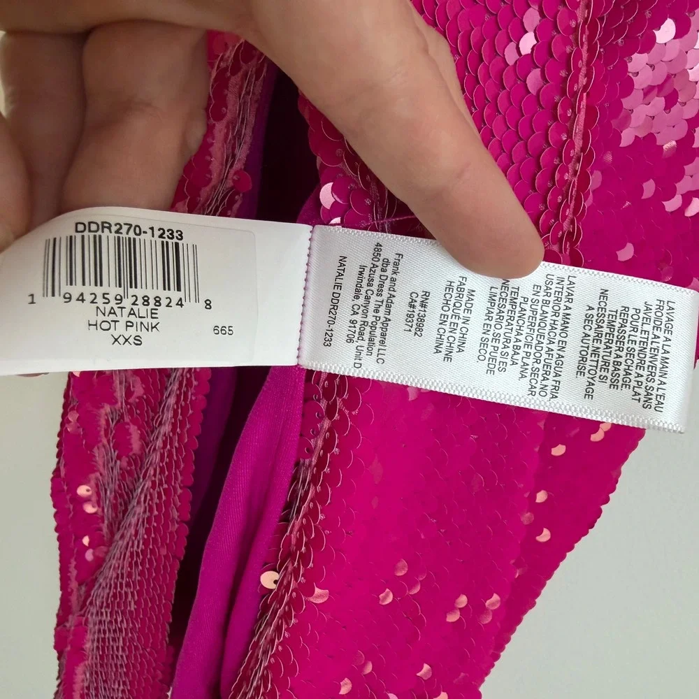 NWT Dress The Population Natalie Sequin Dress Women XXS Stretch Hot Pink Bodycon - Picture 12 of 15